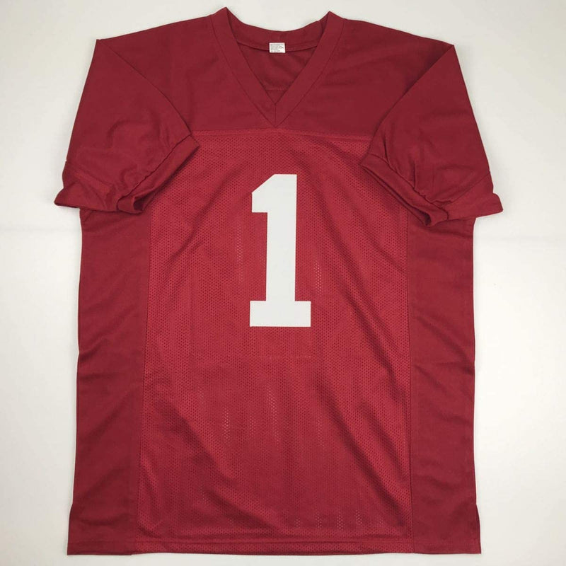 Autographed/Signed Nick Saban Roll Tide Alabama Red College Football Jersey Beckett BAS COA