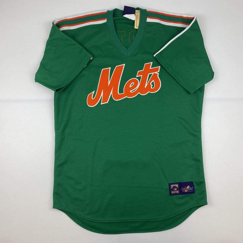 Autographed/Signed Gary Carter New York Green Stat Baseball Jersey JSA COA