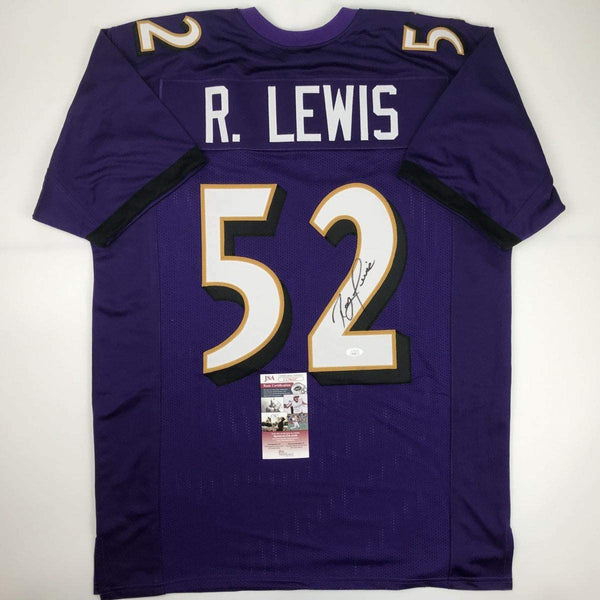 Autographed/Signed Ray Lewis Baltimore Purple Football Jersey JSA COA
