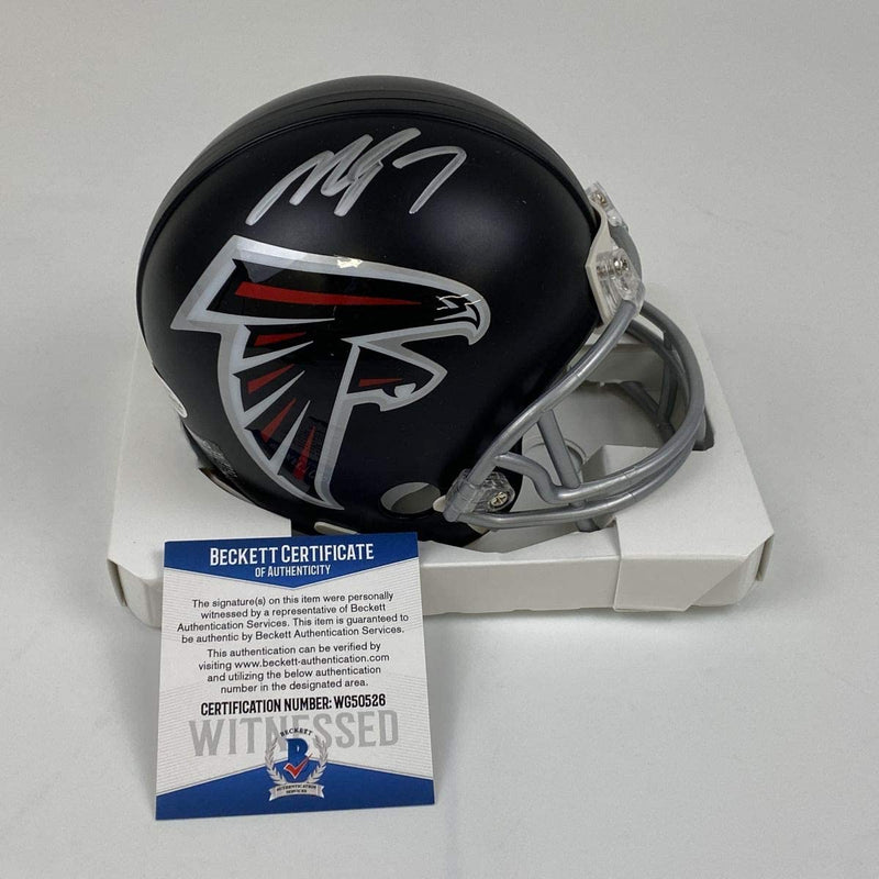 Autographed/Signed Michael Mike Vick Atlanta Falcons Football Mini Helmet Beckett BAS COA