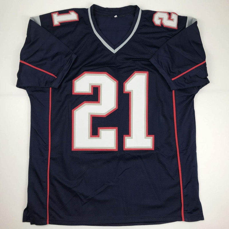 Autographed/Signed Duron Harmon New England Blue Football Jersey JSA COA