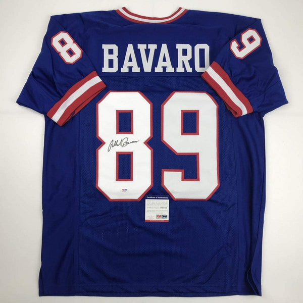 Autographed/Signed Mark Bavaro New York Blue Football Jersey PSA/DNA COA