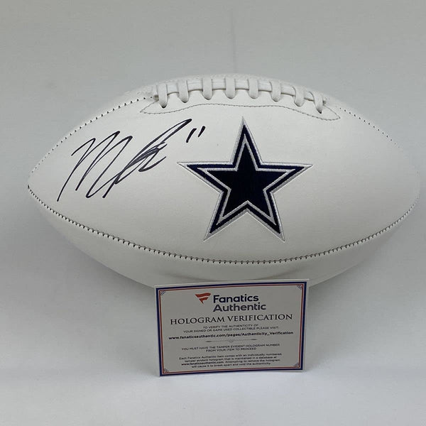 Autographed/Signed Micah Parsons Dallas Cowboys Full Size White Panel Logo Football Fanatics COA