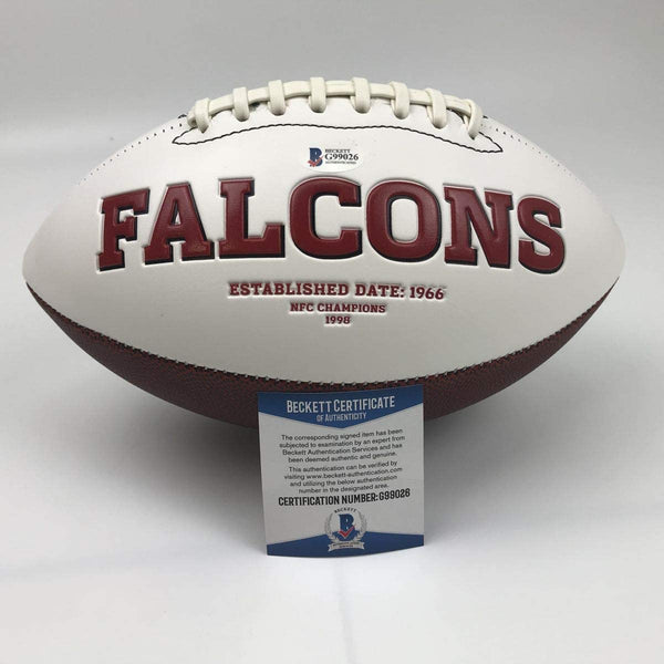 Autographed/Signed Matt Ryan Atlanta Falcons Full Size FS White Panel Logo Football Beckett BAS COA