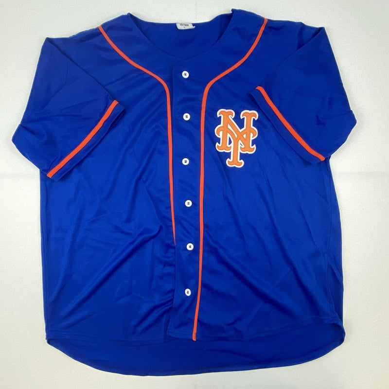 Autographed/Signed Lenny Dykstra 86 WS Champs New York Blue Baseball Jersey JSA COA