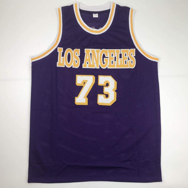 Autographed/Signed Dennis Rodman Los Angeles LA Purple Basketball Jersey PSA/DNA COA