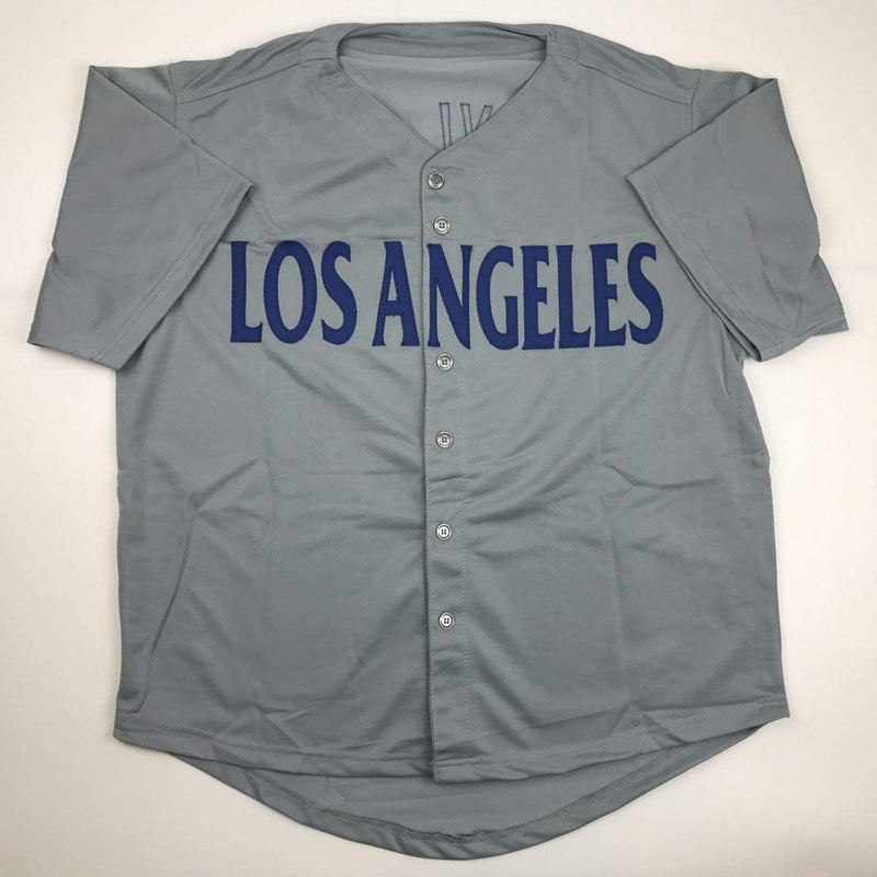 Autographed/Signed Chris Taylor Los Angeles LA Grey Baseball Jersey JSA COA