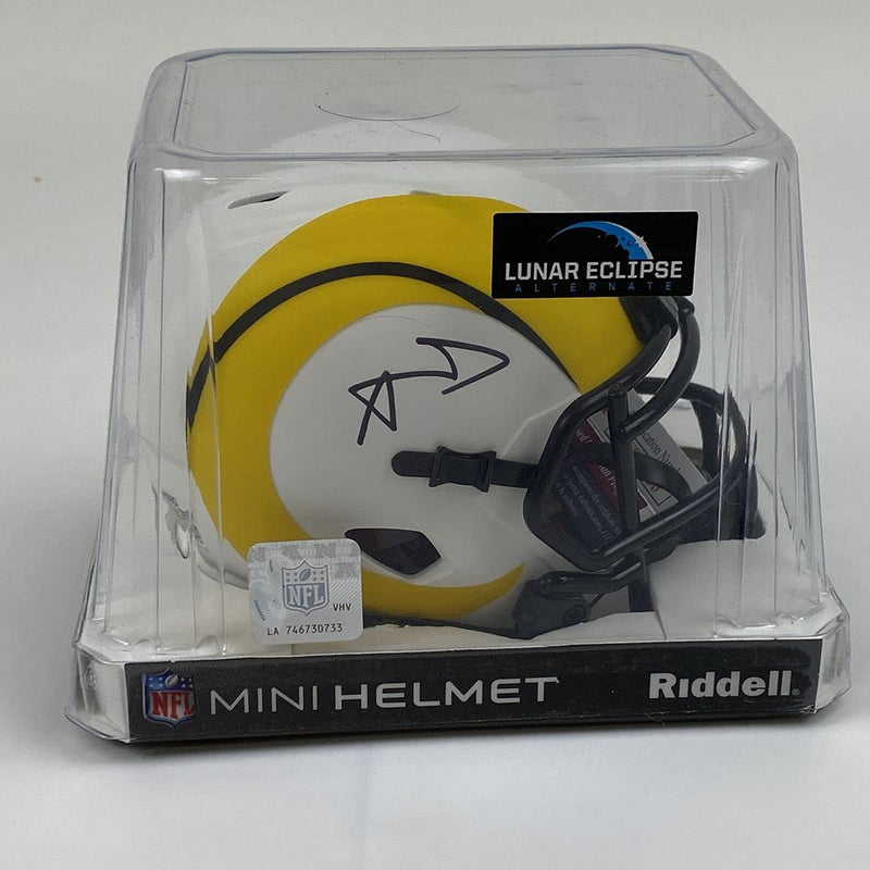 Autographed/Signed Aaron Donald Los Angeles Rams Lunar Eclipse Mini Football Helmet JSA COA