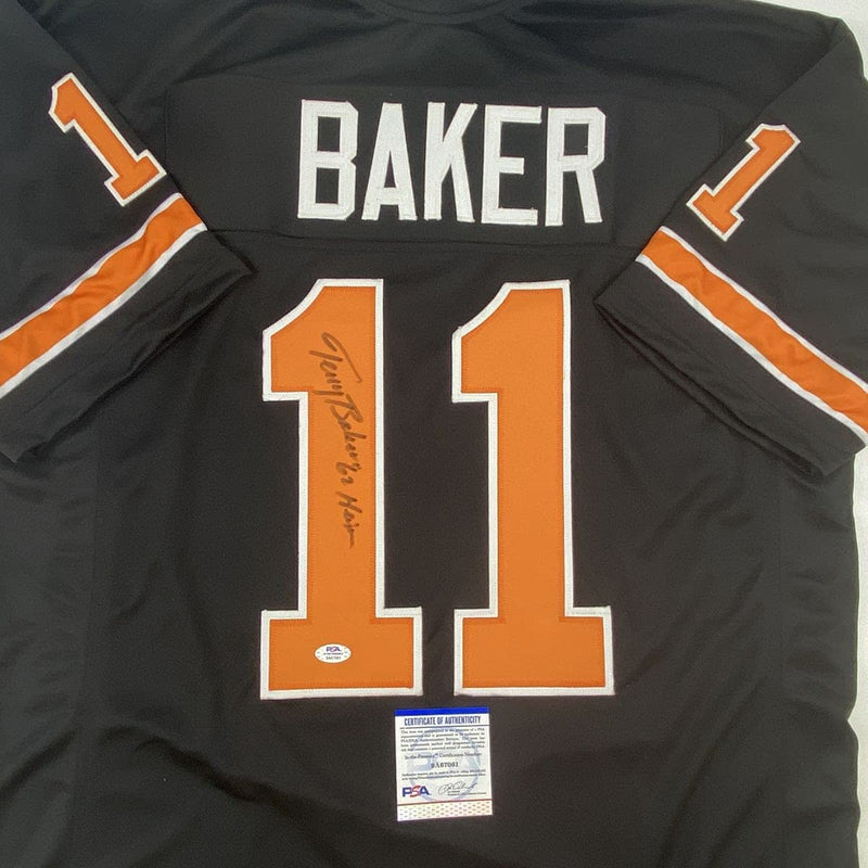 Autographed/Signed Terry Baker Heisman 62 Oregon State Black College Football Jersey PSA/DNA COA