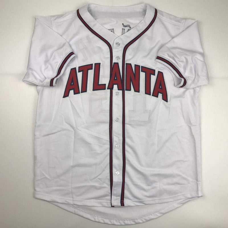 Autographed/Signed Ronald Acuna Jr. Atlanta White Baseball Jersey JSA COA