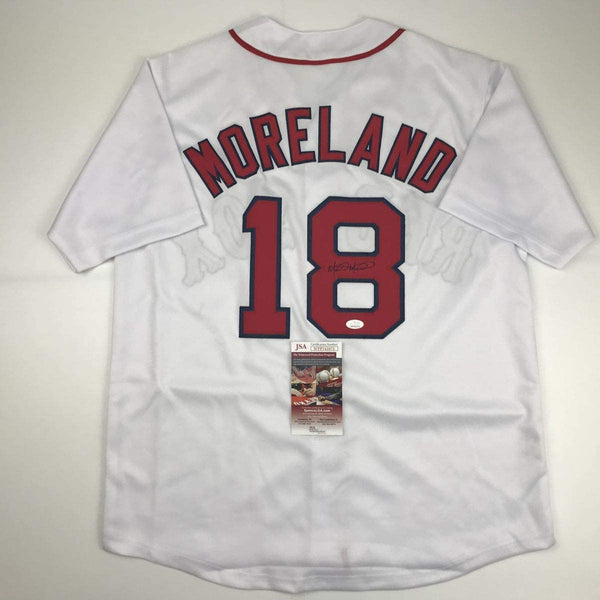 Autographed/Signed Mitch Moreland Boston White Baseball Jersey JSA COA