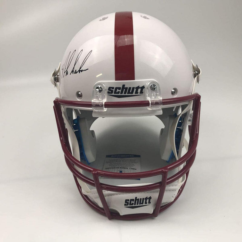 Autographed/Signed Nick Saban Alabama Crimson Tide White Full Size FS F/S Replica College Football Helmet JSA COA
