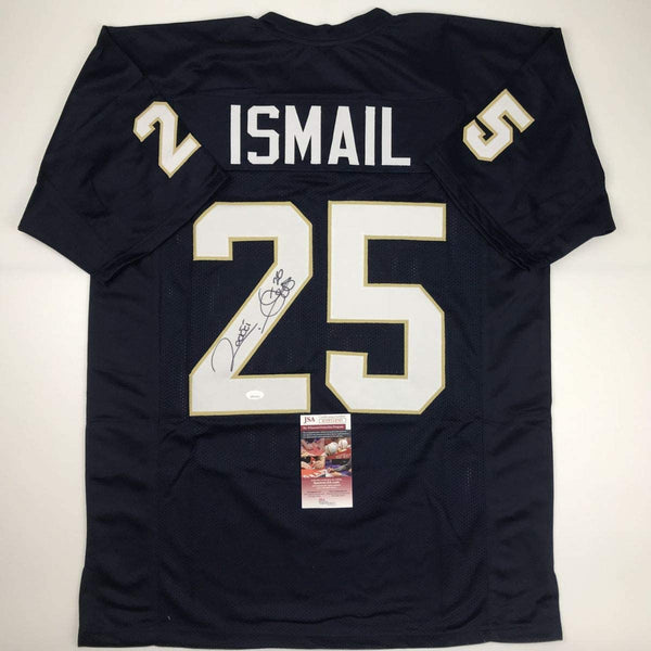 Autographed/Signed Raghib Ismail Rocket Notre Dame Blue College Football Jersey JSA COA
