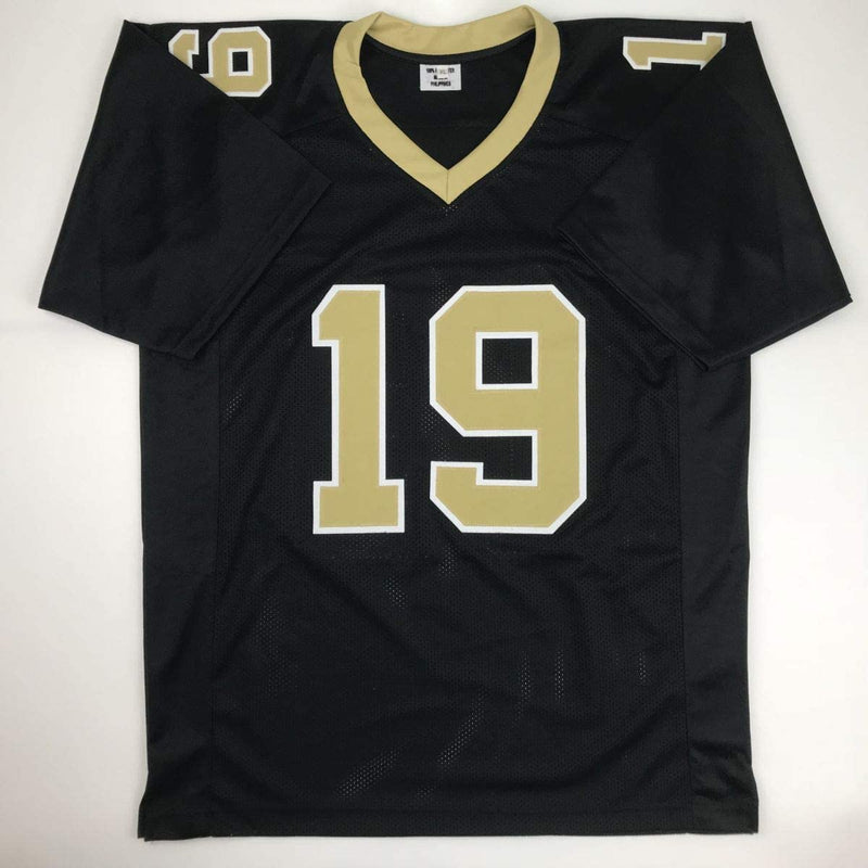Autographed/Signed Ted Ginn Jr. New Orleans Black Football Jersey JSA COA