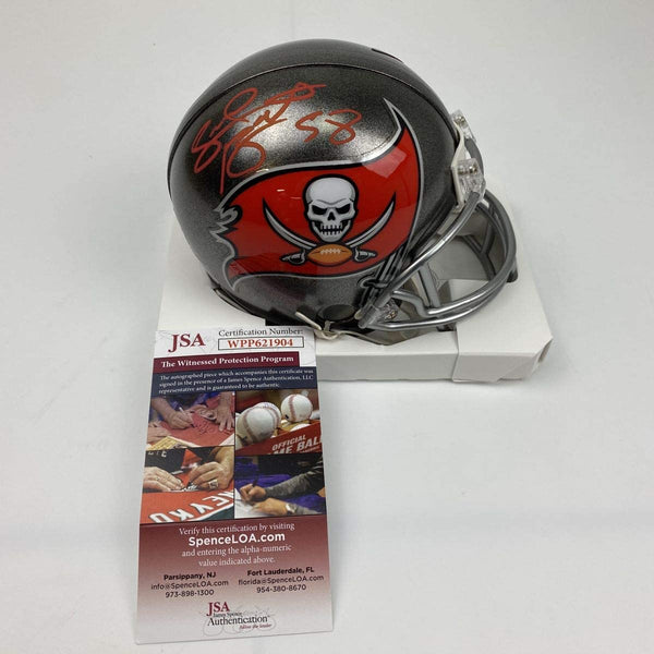 Autographed/Signed Shaquil Barrett Tampa Bay Buccaneers Bucs Mini Football Helmet JSA COA