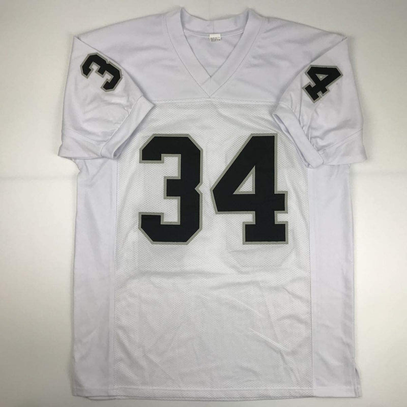 Autographed/Signed Bo Jackson Oakland White Football Jersey Beckett BAS COA