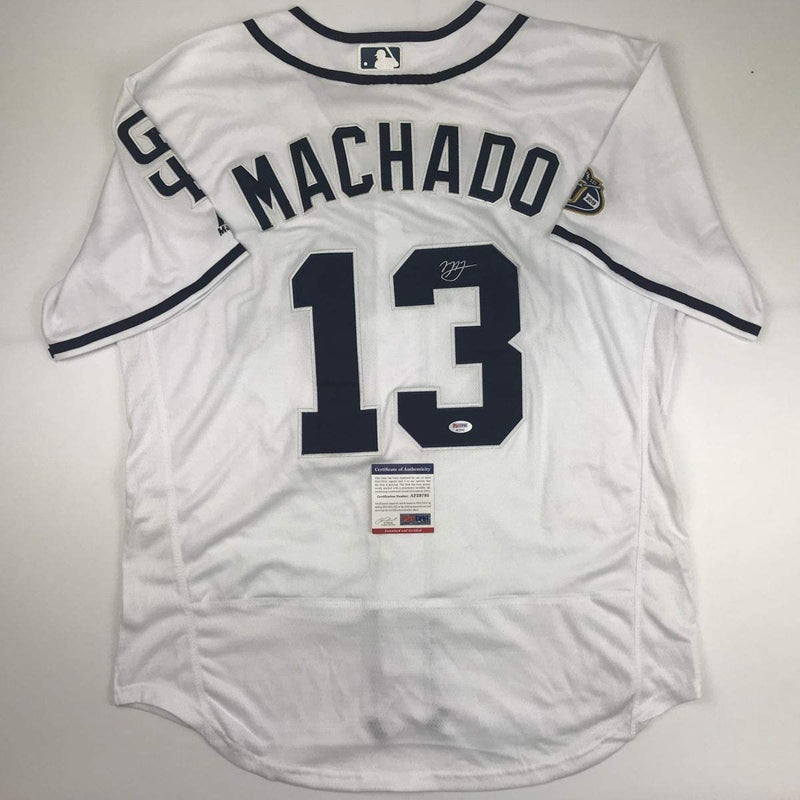 Autographed/Signed Manny Machado San Diego White Baseball Jersey PSA/DNA COA