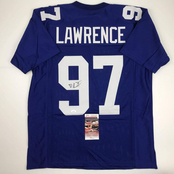 Autographed/Signed Dexter Lawrence New York Blue Football Jersey JSA COA