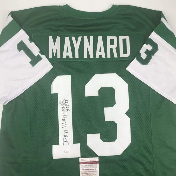 Autographed/Signed Don Maynard HOF 87 New York Green Football Jersey JSA COA