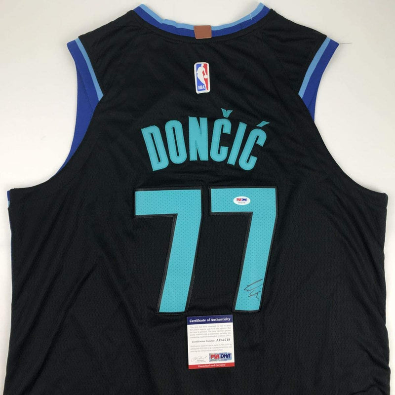 Autographed/Signed Luka Doncic Dallas Black Basketball Jersey PSA/DNA COA