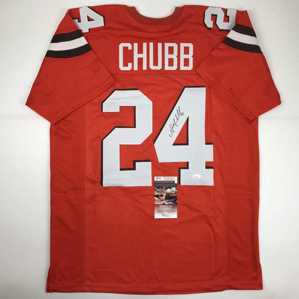 Autographed/Signed Nick Chubb Cleveland Orange Football Jersey JSA COA