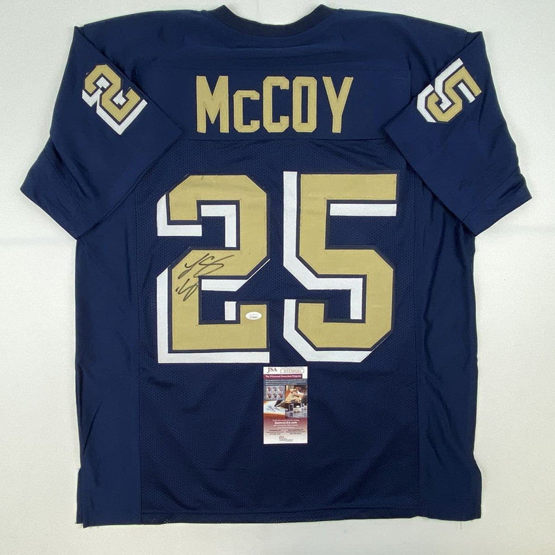 Autographed/Signed LeSean McCoy Pittsburgh Blue College Football Jersey JSA COA