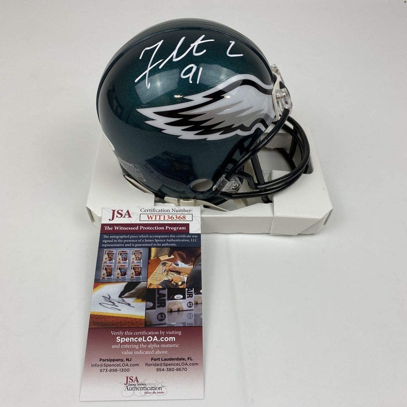 Autographed/Signed Fletcher Cox Philadelphia Eagles Mini Football Helmet JSA COA