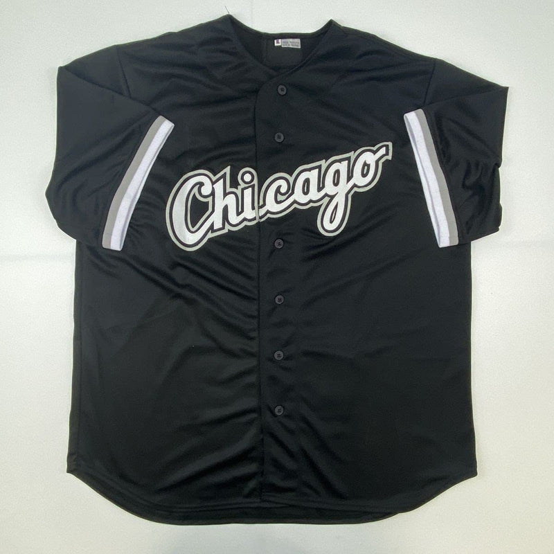 Autographed/Signed Frank Thomas Chicago Black Stat Baseball Jersey Beckett BAS COA