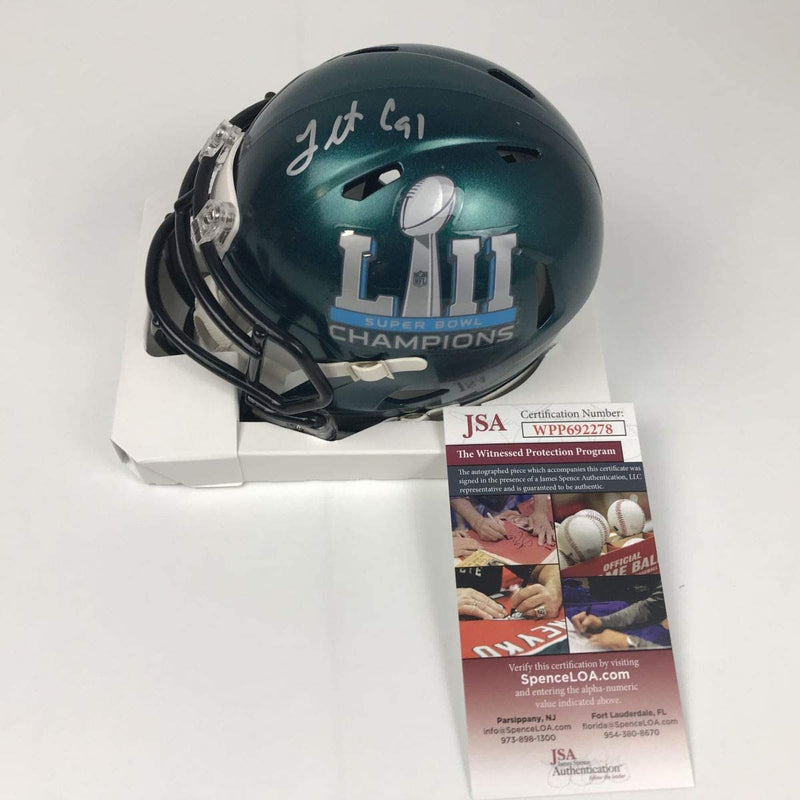Autographed/Signed Fletcher Cox Philadelphia Eagles Super Bowl 52 LII Mini Football Helmet JSA COA
