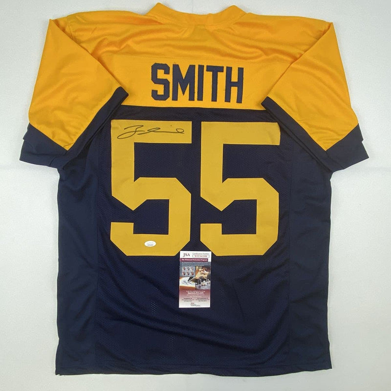 Autographed/Signed Za'Darius Smith Green Bay Retro Blue Football Jersey JSA COA