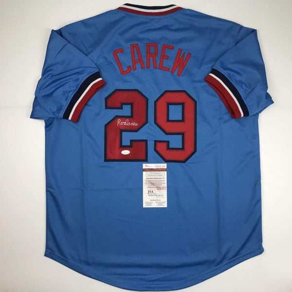 Autographed/Signed Rod Carew Minnesota Blue Baseball Jersey JSA COA