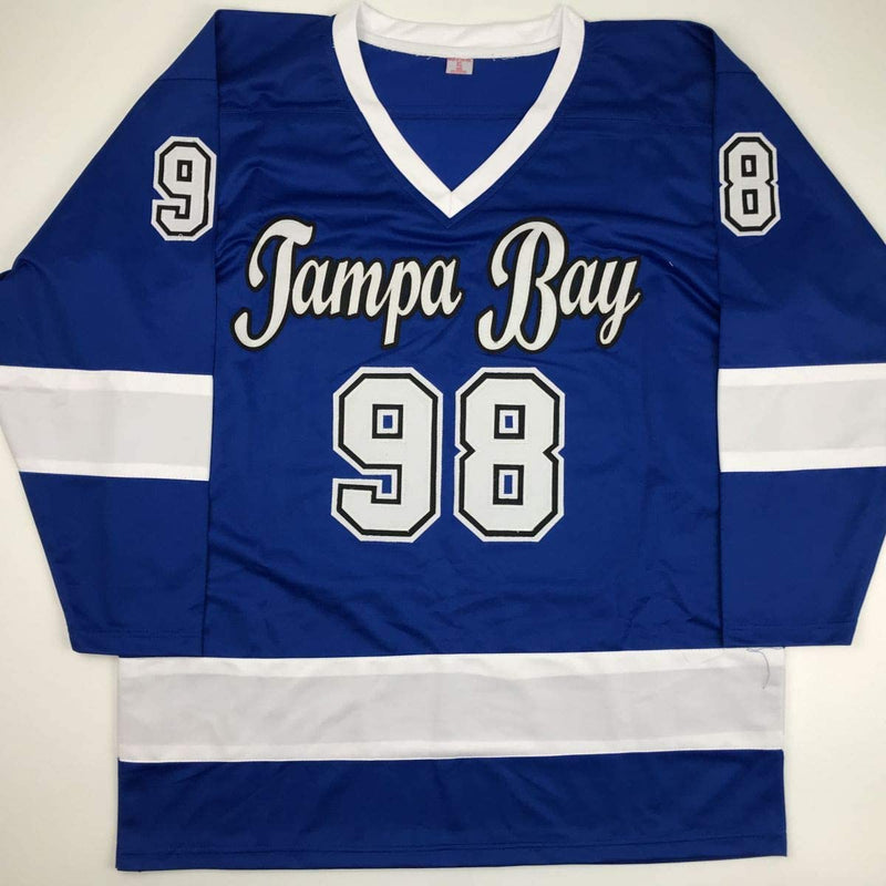 Autographed/Signed Mikhail Sergachev Tampa Bay Blue Hockey Jersey PSA/DNA COA