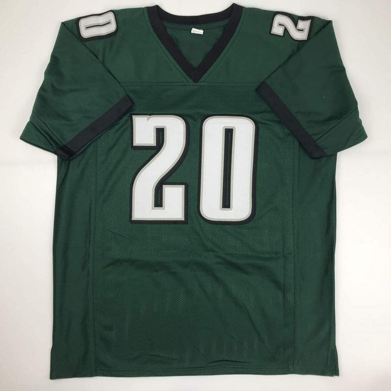 Autographed/Signed Brian Dawkins Inscribed Last To Wear #20 Philadelphia Green Football Jersey JSA COA