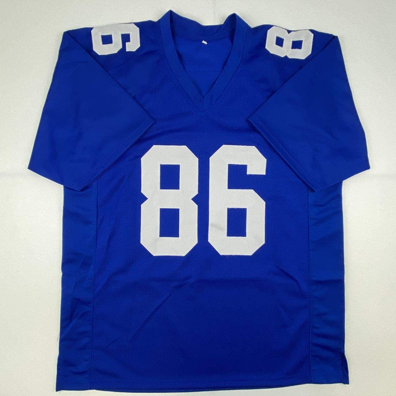 Autographed/Signed Darius Slayton New York Blue Football Jersey JSA COA