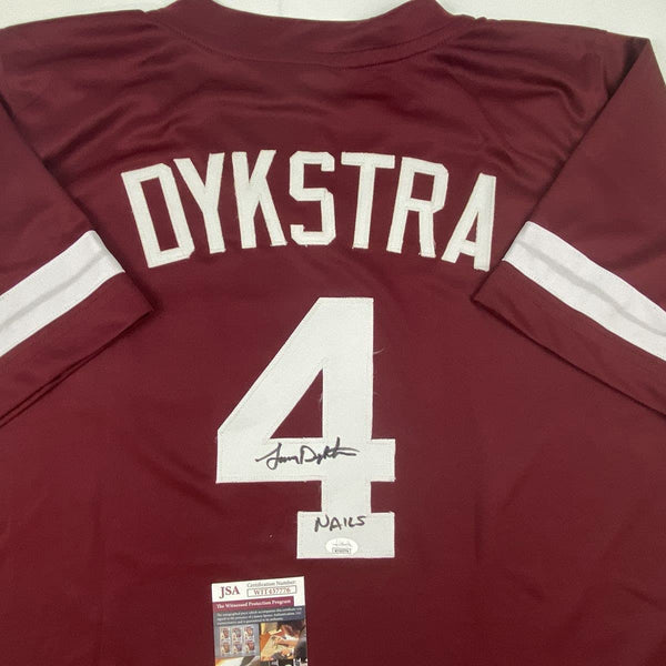 Autographed/Signed Lenny Dykstra Nails Philadelphia Maroon Baseball Jersey JSA COA