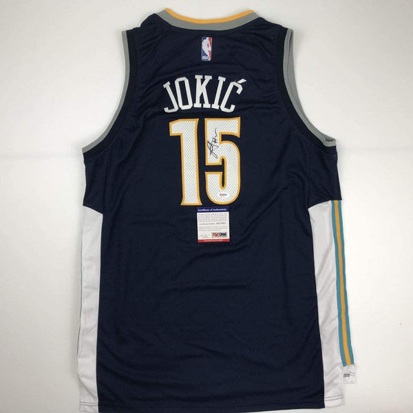 Autographed/Signed Nikola Jokic Denver Blue Basketball Jersey PSA/DNA COA