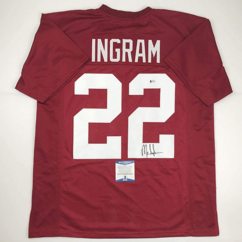 Autographed/Signed Mark Ingram Alabama Red College Football Jersey Beckett BAS COA