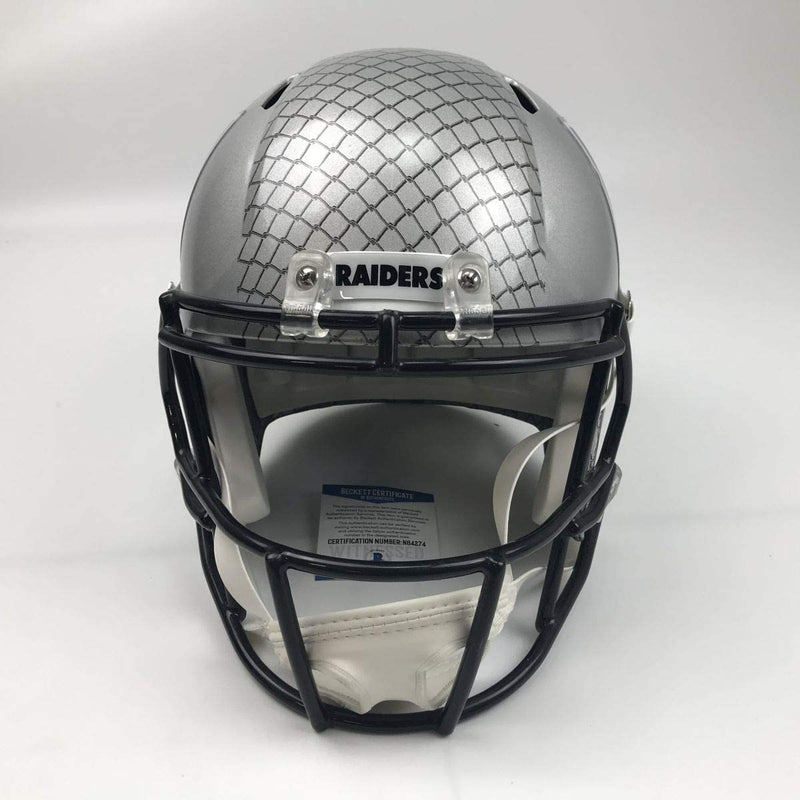 Autographed/Signed Bo Jackson Oakland Raiders Full Size FS F/S Replica Football Helmet Beckett BAS COA