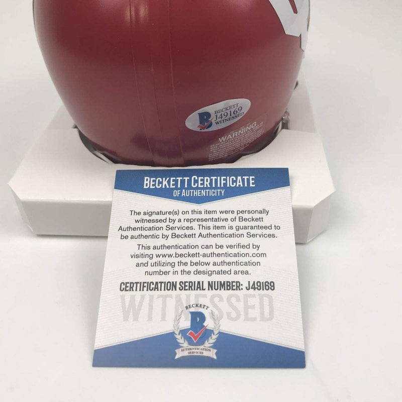 Autographed/Signed Kyler Murray Oklahoma Sooners Mini College Football Helmet Beckett BAS COA