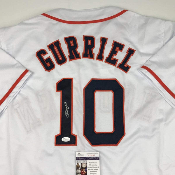 Autographed/Signed Yulieski Yuli Gurriel Houston White Baseball Jersey JSA COA