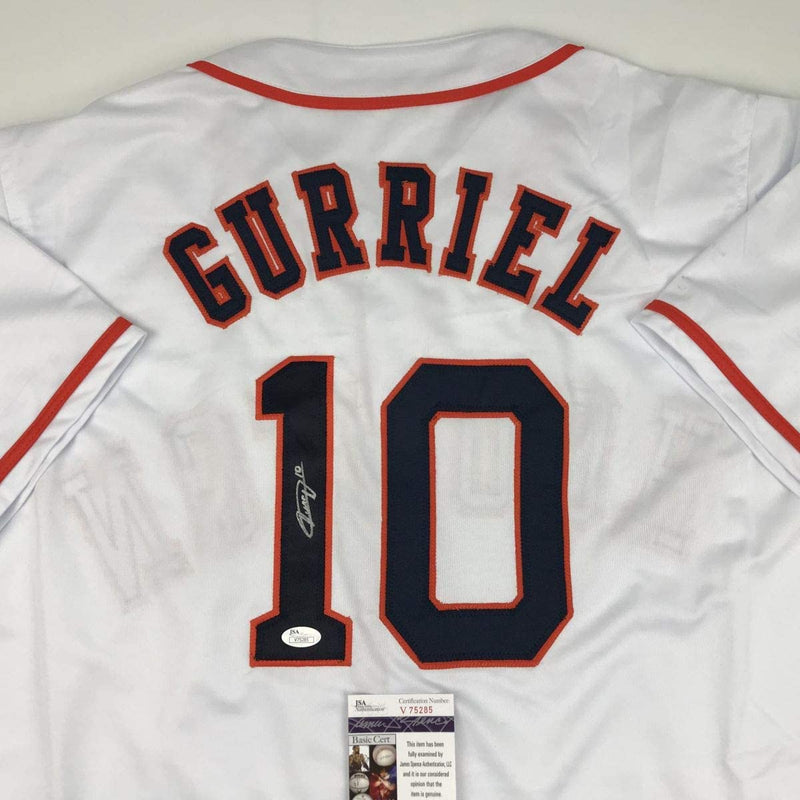 Autographed/Signed Yulieski Yuli Gurriel Houston White Baseball Jersey JSA COA