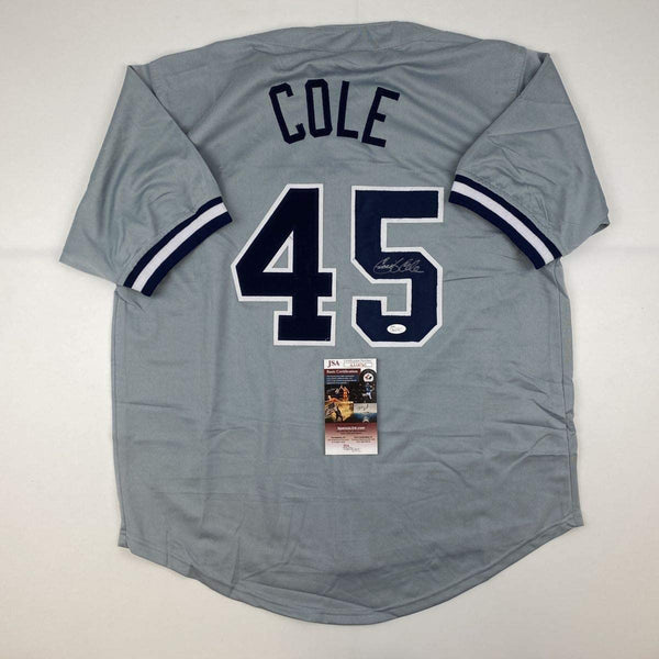 Autographed/Signed Gerrit Cole New York Grey Baseball Jersey JSA COA