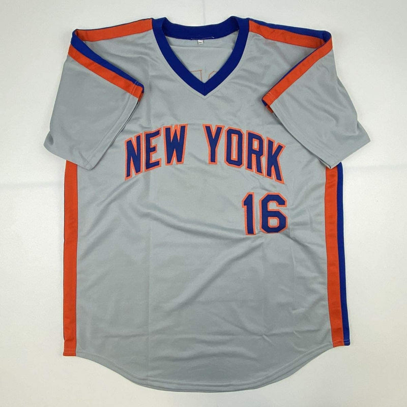 Autographed/Signed Dwight Doc Gooden New York NY Grey Stat Baseball Jersey JSA COA