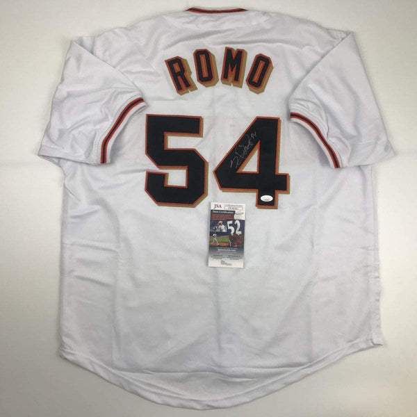 Autographed/Signed Sergio Romo San Francisco White Baseball Jersey JSA COA