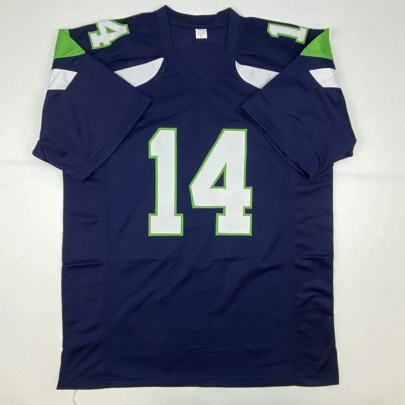 Autographed/Signed DK D.K. Metcalf Seattle Blue Football Jersey JSA COA #2