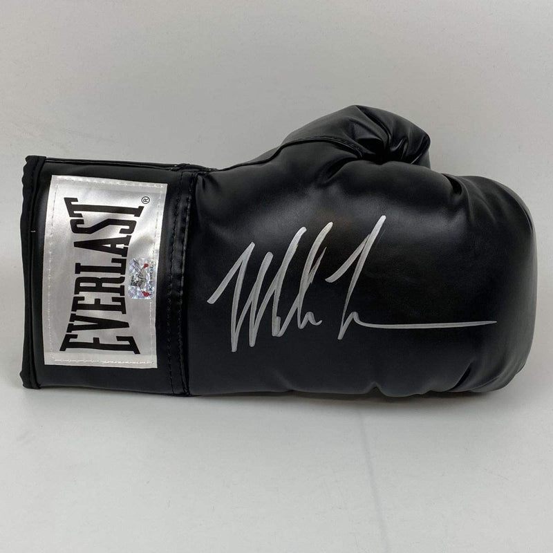 Autographed/Signed Mike Tyson Black Everlast Boxing Glove Athlete Hologram COA