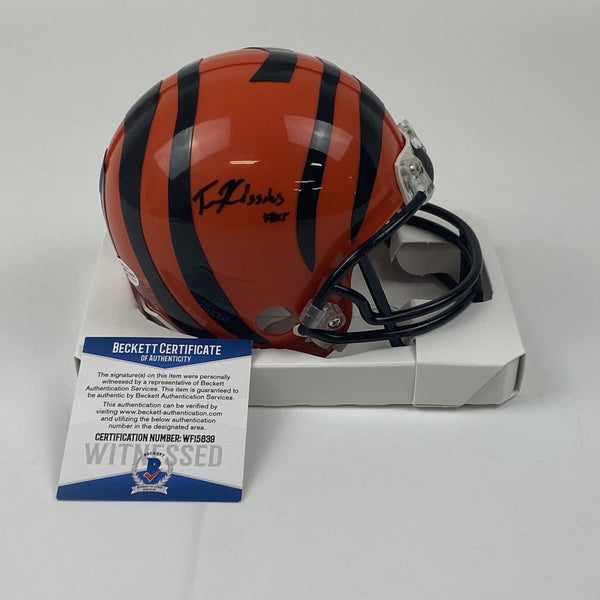 Autographed/Signed Tee Higgins Cincinnati Bengals Mini Football Helmet Beckett BAS COA