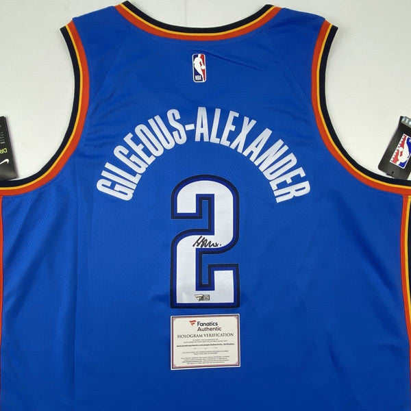 Autographed/Signed Shai Gilgeous-Alexander Oklahoma City Thunder Blue Basketball Jersey Fanatics COA