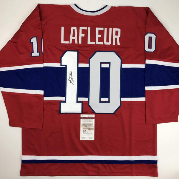 Autographed/Signed Guy LaFleur Montreal Red Hockey Jersey JSA COA