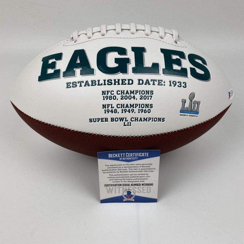 Autographed/Signed Michael Mike Vick Philadelphia Eagles Full Size F/S White Panel Logo Football Beckett BAS COA